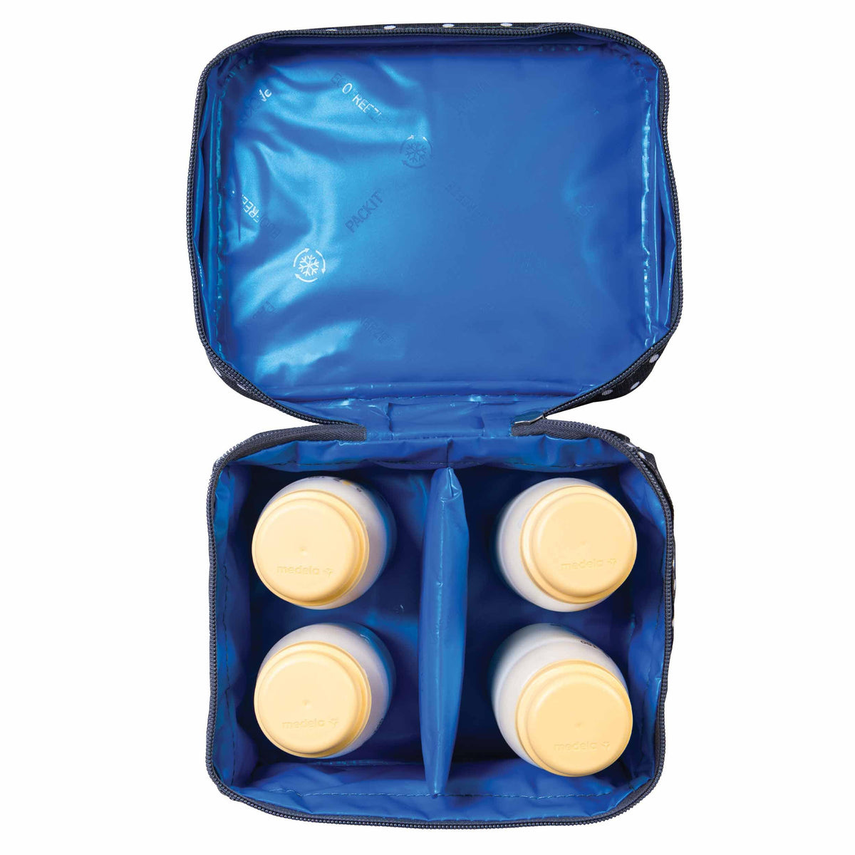 freezable-breastmilk-and-formula-cooler-e6 2023_Breastmilk-Cooler_Polka-Dots_Top-Down_4-Bottles_Lores.jpg