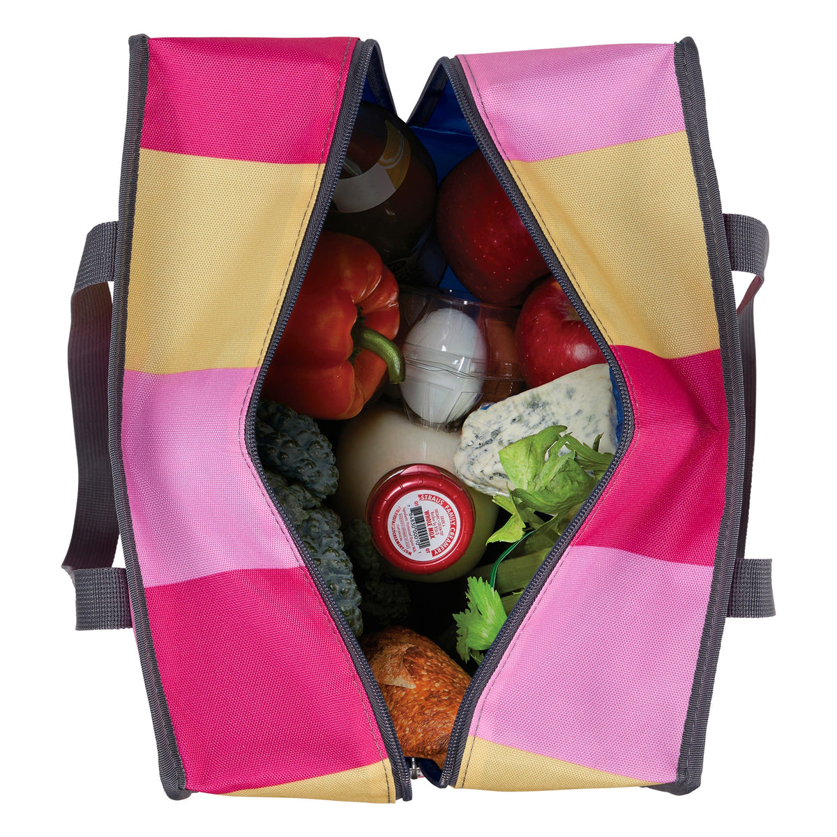 freezable-grocery-tote-f7 Freezable-Grocery-Tote-PinkStripes-Top-Down-Food-Combo-Filled_LORES.jpg